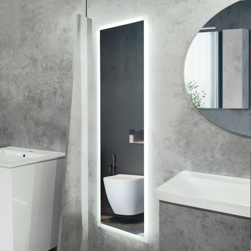 Вертикальное ростовое зеркало для ванной Comforty Люпин 440x1580 LED-подсветка, бесконтактный сенсор