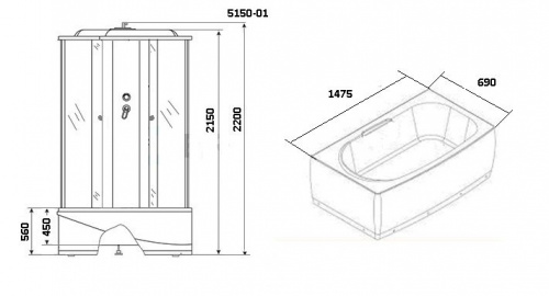 Душевая кабина Niagara Premium NG-5150-01, стекло тонированное