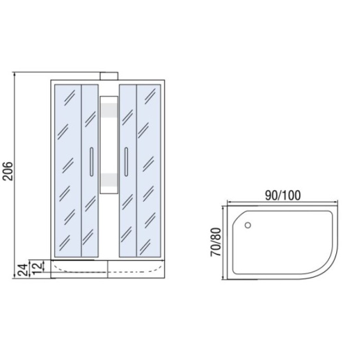 Душевая кабина Мономах Б/К 90x70x24 МЗ R 10000005804 без гидромассажа