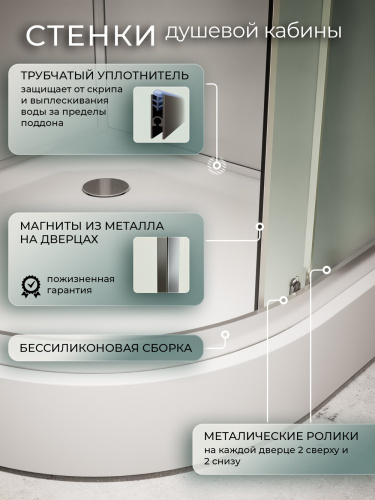 Душевая кабина Frank F412/2L М Brilliant левосторонняя высокий поддон б/к