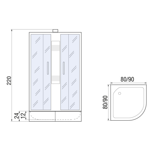 Душевая кабина RIVER NARA LIGHT Б/К XL  80/24 MT
