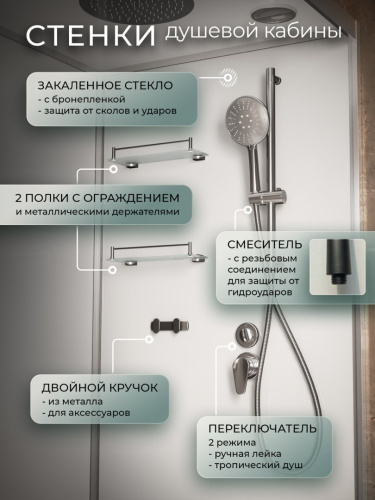 Душевая кабина Frank F411R 1100*800 мм (хром/матовое) R