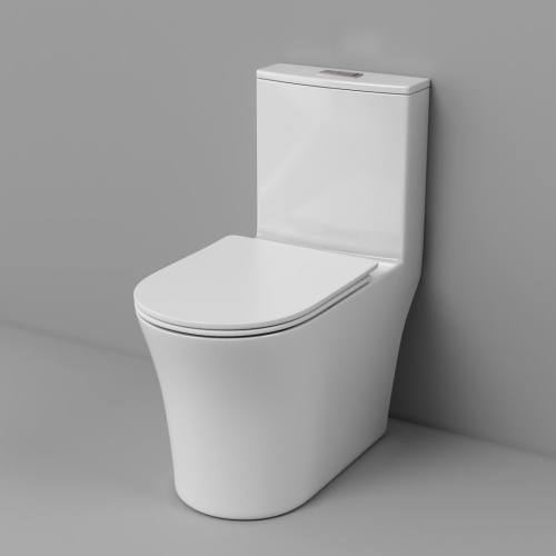 Унитаз напольный Grossman Thin Rim GR-5607SQ (656х370х796) тонкий ободок, белый, моноблок с тонкой крышкой, микролифт, смыв торнадо