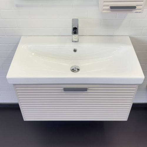 Тумба-умывальник Comforty Касабланка-80 серый шёлк с раковиной Moduo 80