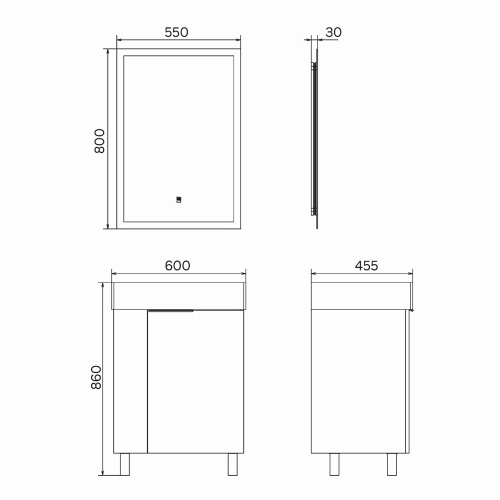 Напольная тумба-умывальник Comforty Асти 60Н бетон светлый с раковиной Comforty CF3WL032