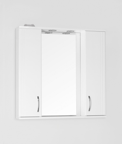 Зеркало со шкафом Style Line Эко стандарт Панда 80 С с подсветкой Белый глянец