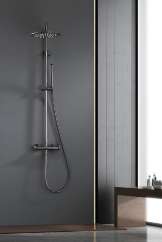 Душевая система с тропическим душем без излива Ganzer GZ19160-Q, графит