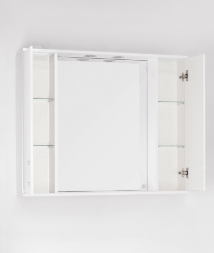 Зеркало со шкафом Style Line Эко стандарт Панда 100 С с подсветкой Белый глянец
