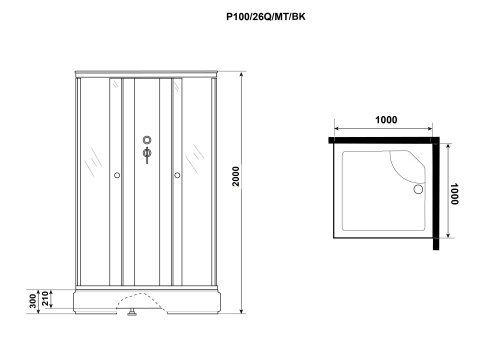 Душевая кабина Niagara Promo P100/26Q/MT/BK (1000х1000х2000) 4 места