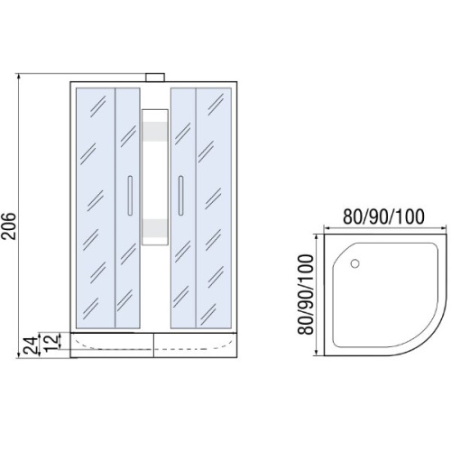 Душевая кабина Мономах Б/К 80x80x24 С МЗ 10000005756 без гидромассажа