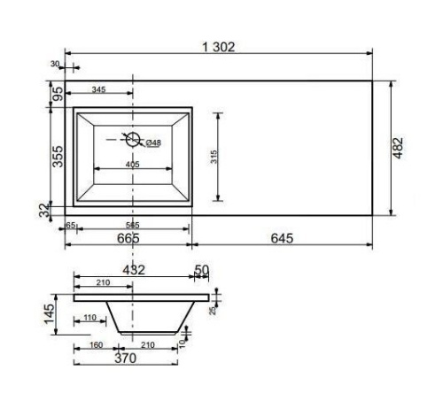 Умывальник Style Line Даллас/Эстетика  1300*482, правый