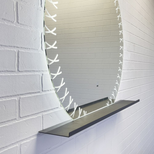 Зеркало для ванной комнаты Comforty Арзамас 80 LED-подсветка, бесконтактный сенсор, полка-графит