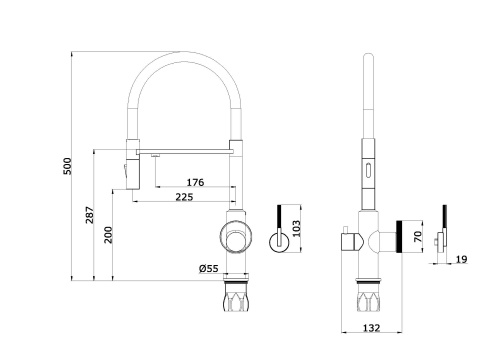 Смеситель Ganzer GZ19127-C кухня гибкий излив черный