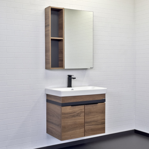 Тумба-умывальник Comforty Соло-70 дуб тёмно-коричнвый с раковиной Адриана 70