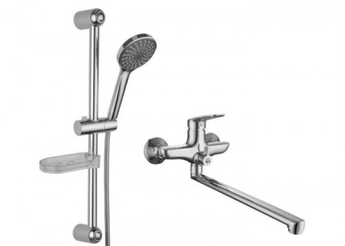 Смеситель для ванны с длинным изливом и душевым гарнитуром Lemark Set LM7303C