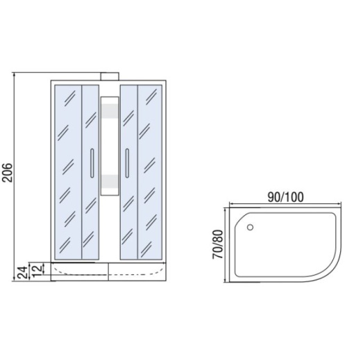 Душевая кабина Мономах Б/К 100x70x24 МЗ R 10000005808 без гидромассажа