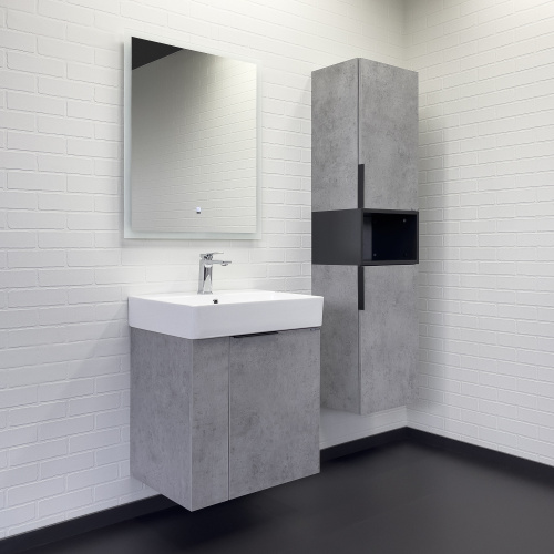 Подвесная тумба-умывальник Comforty Асти-60П бетон светлый с раковиной CF3WL032