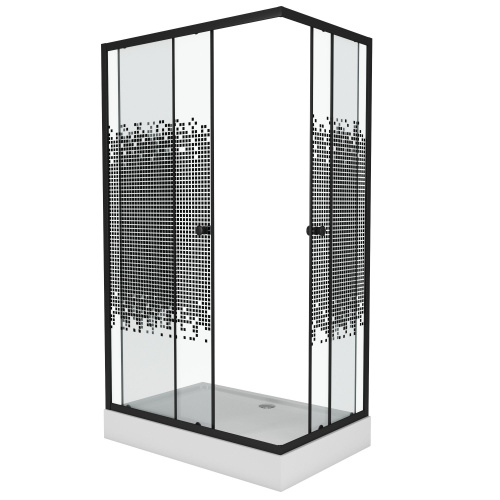 Душевой уголок NG-018-14Q BLACK (1000х800х1950) низкий поддон(13см) стекло МОЗАИКА, 2 места