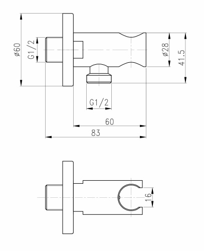 Подключение для душевого шланга с держателем Ganzer GZ5173D бронза