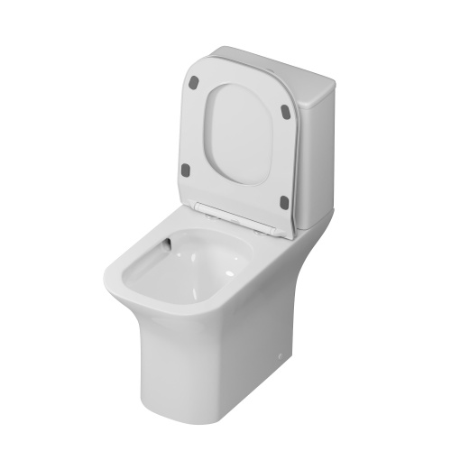 Унитаз напольный Grossman Classic GR-4464SQ (640х350х800) безободковый, белый с тонкой крышкой, микролифт, смыв торнадо