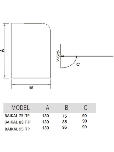 Шторка для ванны River BAIKAL 85 ПР