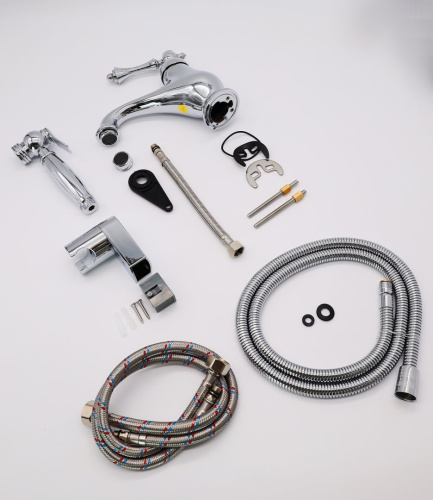 Смеситель для раковины с гигиеническим душем Ganzer GZ77051 хром