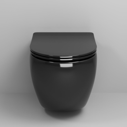 Унитаз подвесной Grossman Color GR-4411BS (560х360х350) безободковый, черный с тонкой крышкой, микролифт