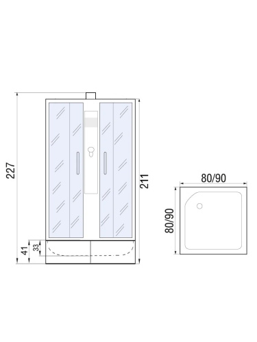 Душевая кабина River QUADRO Б/К XL 90/41 MT