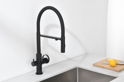 Смеситель Ganzer GZ19127-C кухня гибкий излив черный