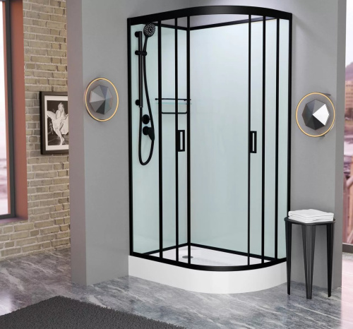 Душевая кабина Frank F412L М Black левосторонняя б/к низкий поддон
