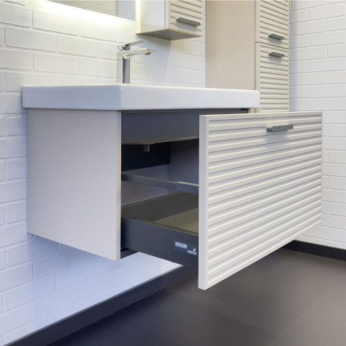 Тумба-умывальник Comforty Касабланка-80 серый шёлк с раковиной Moduo 80