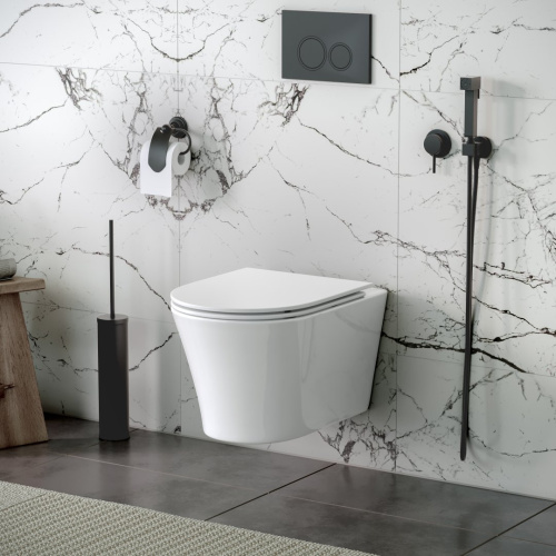 Унитаз подвесной Grossman Thin Rim GR-5604SQ (520х360х355) тонкий ободок, белый с тонкой крышкой, микролифт, смыв торнадо