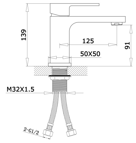 Смеситель для раковины Ganzer GZ28011C, черный