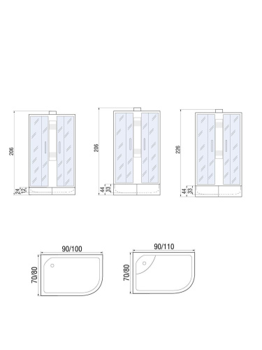 Душевая кабина River NARA Б/К 90/80/24 MT L