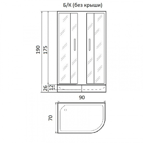 Душевая кабина River NARA Б/К 90/70/24 МТ L