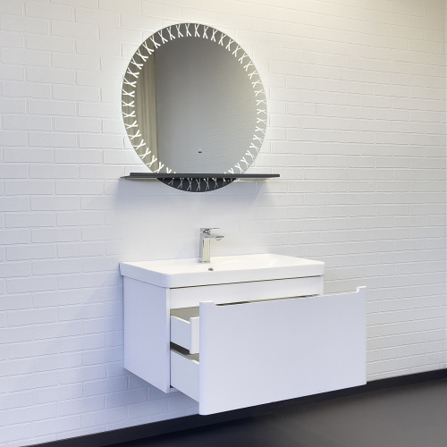 Подвесная тумба-умывальник два ящика Comforty Арзамас-80 белый матовый с раковиной 4480