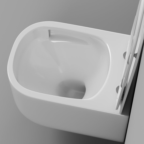 Унитаз подвесной Grossman Thin Rim GR-5605SQ (520х374х355) тонкий ободок, белый с тонкой крышкой, микролифт, смыв торнадо