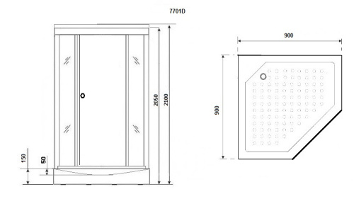 Душевая кабина NG-7701DG (900x900х2100) низкий поддон (15см) стенки ЗОЛОТО 3 места