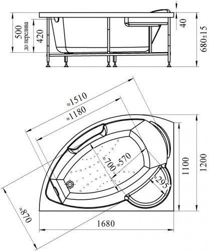 Акриловая ванна Radomir Vannesa Алари 168x120 L 2-01-0-1-1-218 Белая без гидромассажа