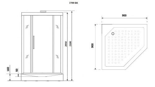 Душевая кабина NG-7799GBK (900x900х2100) низкий поддон стенки ЗОЛОТО БЕЗ КРЫШИ 4 места