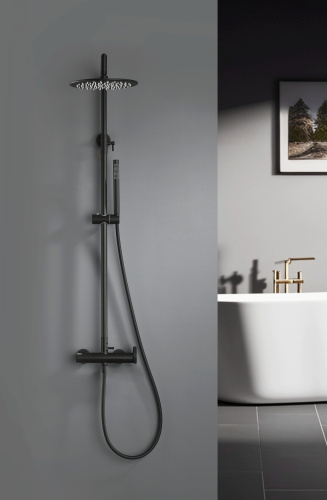 Душевая система с тропическим душем без излива Ganzer GZ19160-C, черный