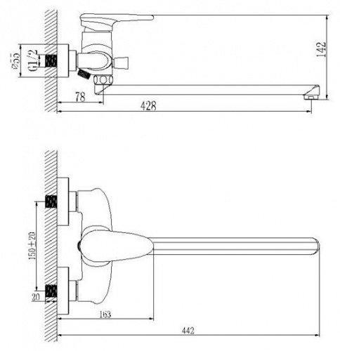 Смеситель для ванны Lemark Status LM4451C