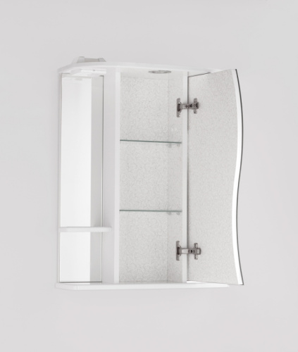 Зеркальный шкаф Style Line Эко волна Лилия 55 С с подсветкой Белый глянец