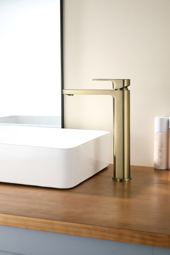 Высокий латунный смеситель Ganzer GZ06112-S, матовое золото.