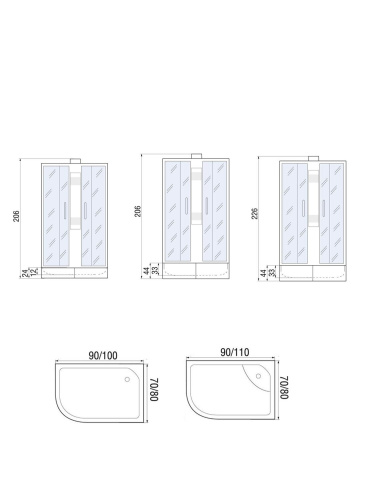 Душевая кабина River NARA Б/К 90/80/24 MT R
