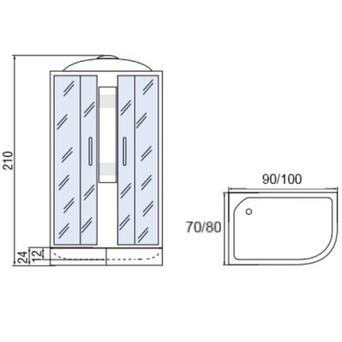 Душевая кабина Мономах 90x70x24 МЗ R 10000005816 без гидромассажа