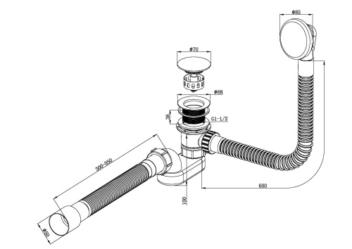 Пластиковая обвязка (автомат) для ванны Ganzer GZ1199