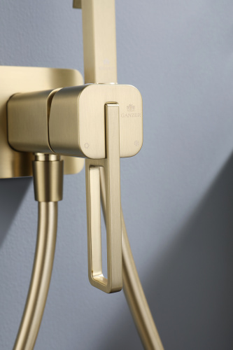 Встраиваемый смеситель с гигиеническим душем Ganzer GZ12157-S матовое золото