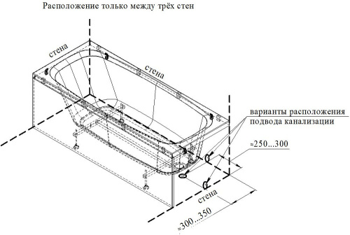 Акриловая ванна Radomir Дижон 150х70 2-01-0-0-1-262Р, каркас разборный