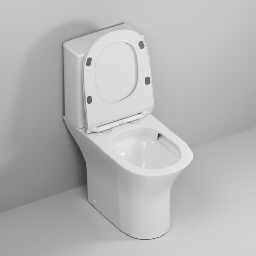 Унитаз напольный Grossman Classic GR-4465SQ-K26 (650х355х790) безободковый, белый с тонкой крышкой, микролифт, смыв торнадо